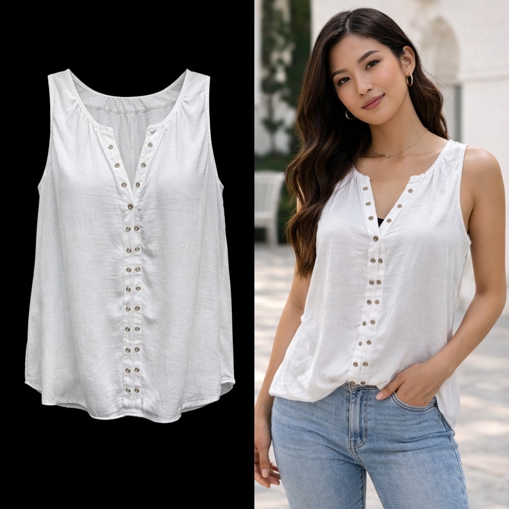 🤍 JLo White Grommet Top